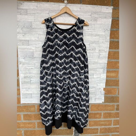 COPY - Eskandar CHEVRON Shibori Silk Double Layer Pinny Dress Size 1 /10/12 - Picture 1 of 11